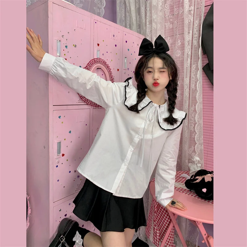Deep Savings Vintage White Shirt Top  PL52266