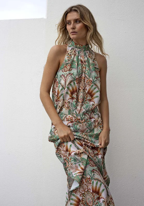 Customer Appreciation Sale The Cocos Palm Print Maxi Skirt Set