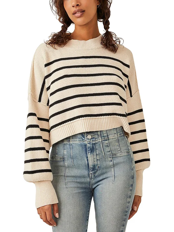 Discount Extravaganza Womens Knit Striped Crop Sweater