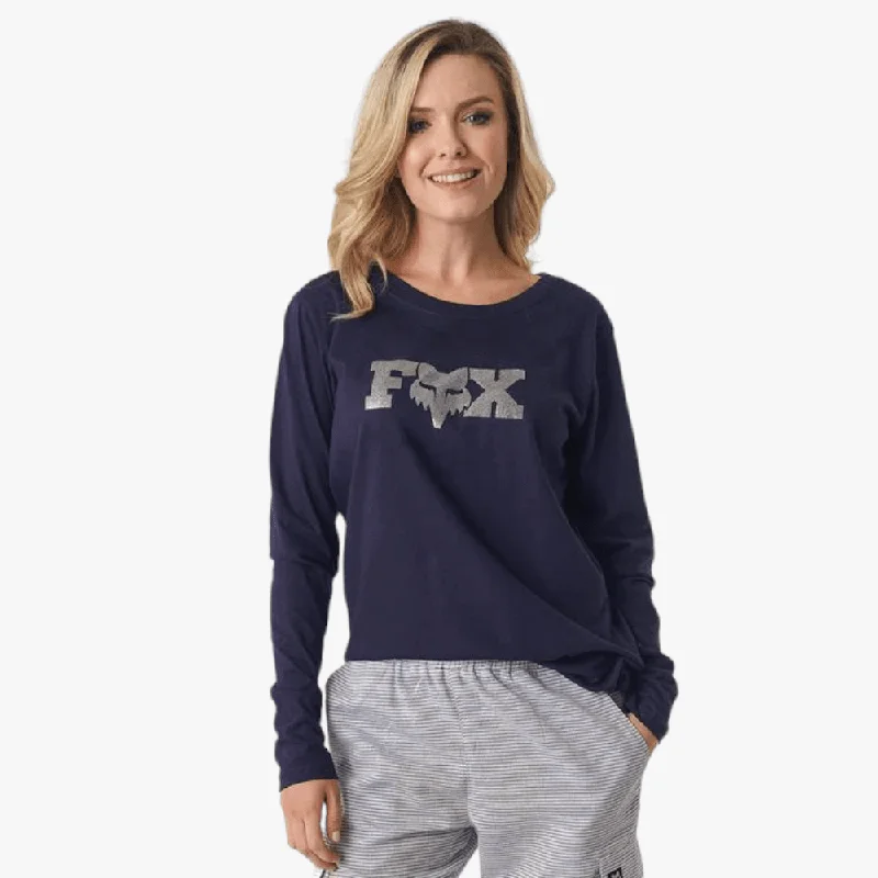 Clearance Sale Fox Womens Heritage Dots Long Sleeve Tee Navy