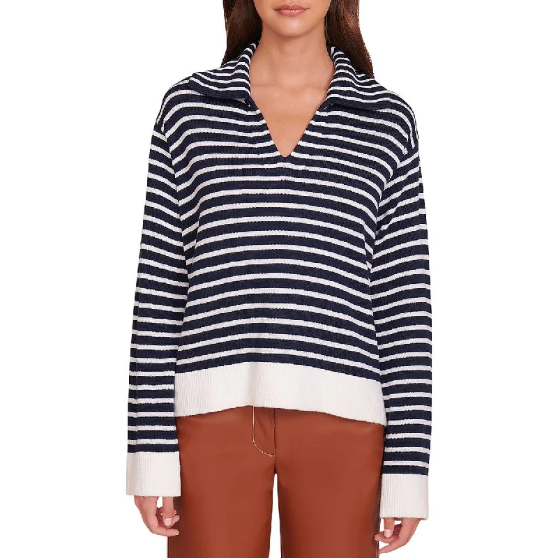 Last Chance Linden Womens Wool Blend Striped V-Neck Sweater
