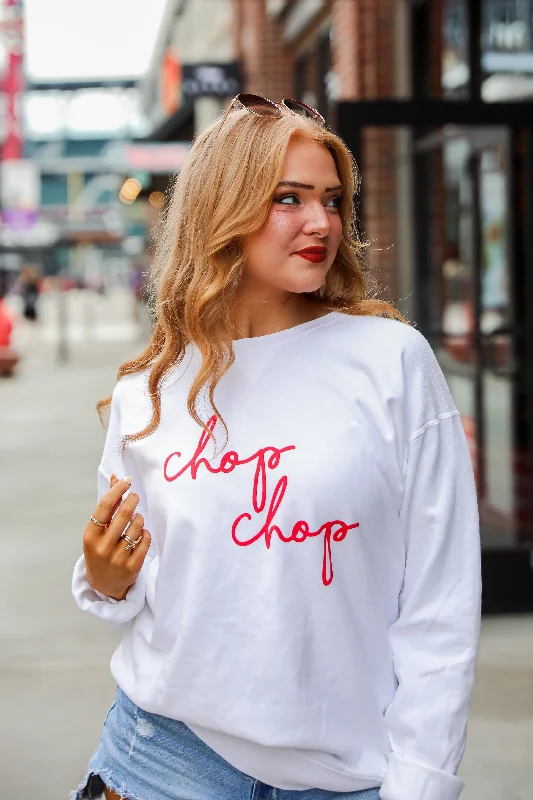Now Available White Chop Chop Script Sweatshirt