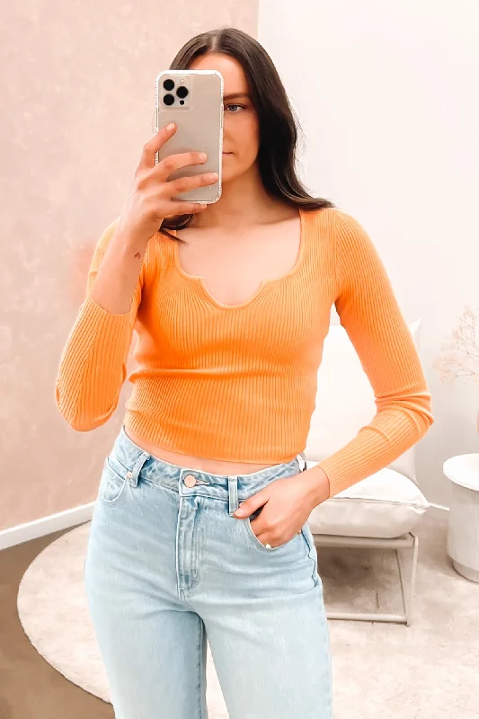 Closeout Sale Mae Knit Top Orange