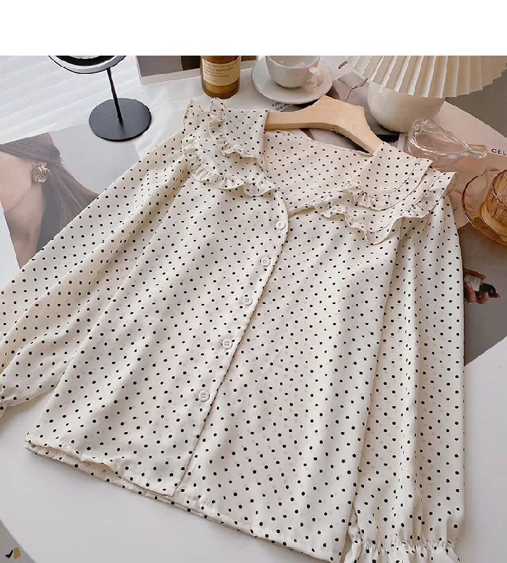 Don't Delay Baby collar lace design aging shirt  6407