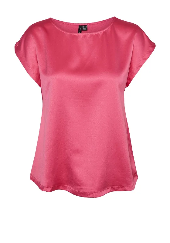 Price Smash Vero Moda Merle Material Mix Top, Raspberry Sorbet