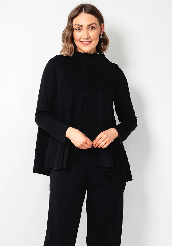Flash Deal Thanny Pleated Panel Asymmetric Jersey Top, Black