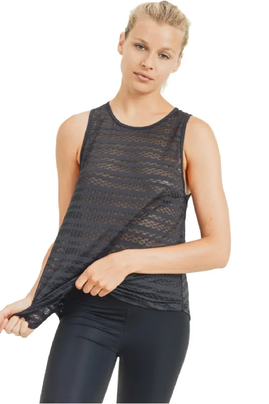 Weekend Discounts to Delight Mono B Lattice Open Back Mesh Tank AT2910