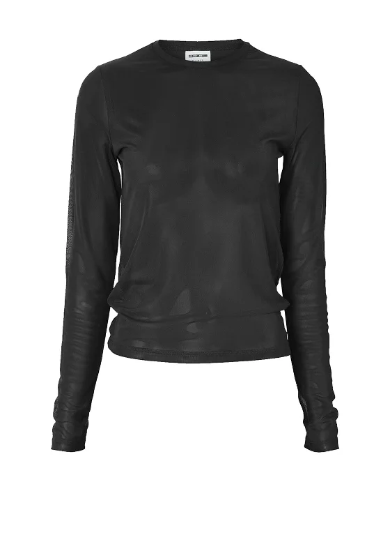 Price Slash Noisy May Judith Mesh Long Sleeve Top, Black